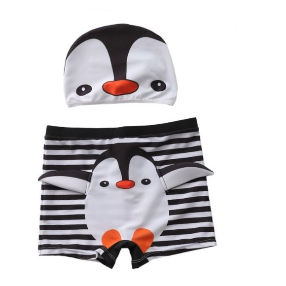 Boy Swim Trunks, Toddler Boy Swim Trucks, Boy Swim Trunks with Swim Cap - Picture 1 of 1